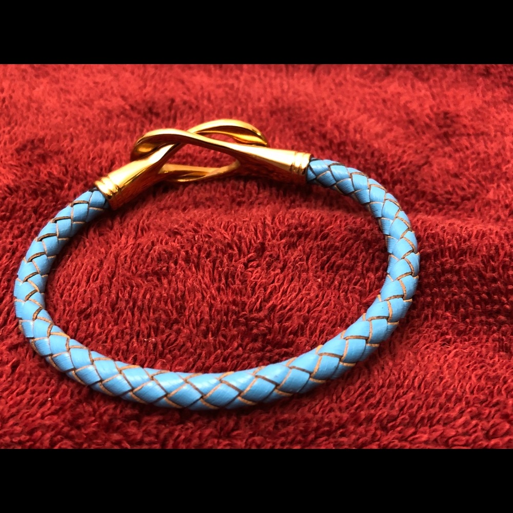 Mont Blanc steel on leather bracelet